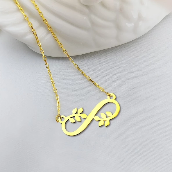 Vaoov 925 Ayar Gümüş Yapraklı Sonsuzluk Kolye ürün görseli