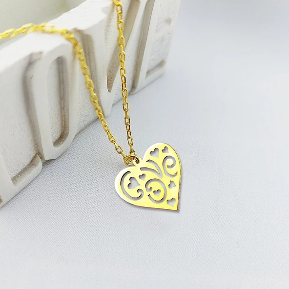 Vaoov 925 Ayar Gümüş Love Yazılı Kalp Kolye ürün görseli