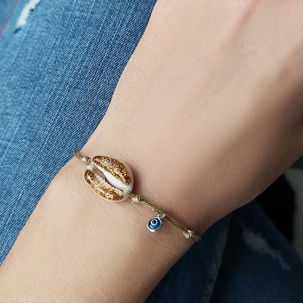 Vaoov 925 Ayar Gümüş Midye Kabuğu Nazar Bileklik ürün görseli