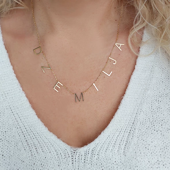 Vaoov 925 Ayar Gümüş Sekiz Harfli İsim Kolye ürün görseli