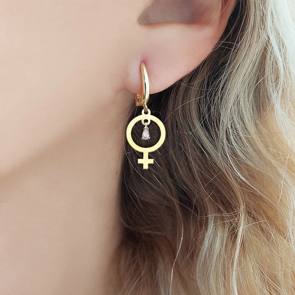 Vaoov 925 Ayar Gümüş Dişi Sembolü Küpe - Resim 2