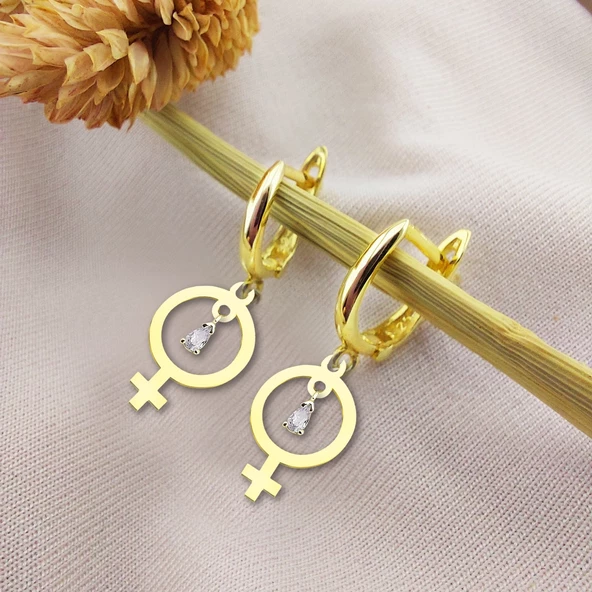 Vaoov 925 Ayar Gümüş Dişi Sembolü Küpe ürün görseli