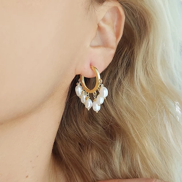 Vaoov 925 Ayar Gümüş Jessica İnci Küpe - Resim 3