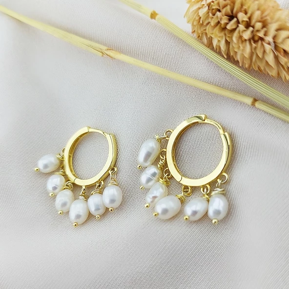 Vaoov 925 Ayar Gümüş Jessica İnci Küpe - Resim 2