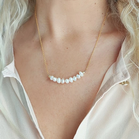 Vaoov 925 Ayar Gümüş İncili Kolye ürün görseli