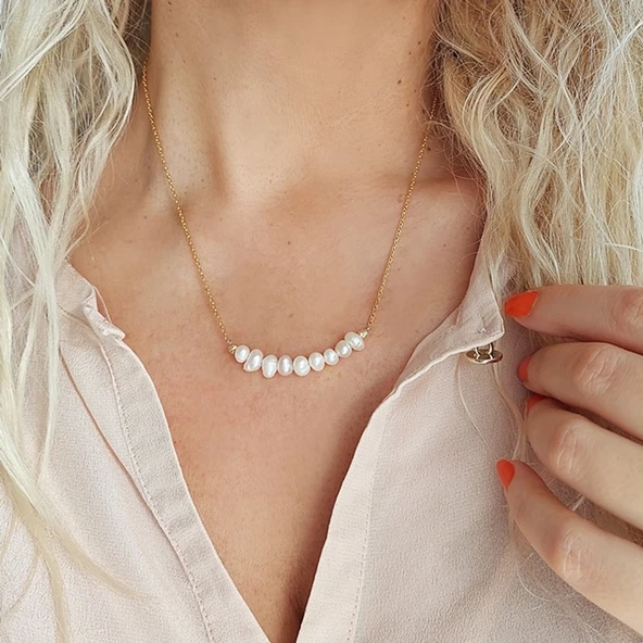 Vaoov 925 Ayar Gümüş İncili Kolye - Resim 3