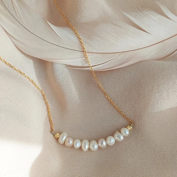 Vaoov 925 Ayar Gümüş İncili Kolye - Resim 2