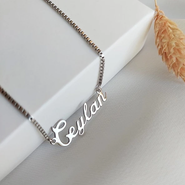 Vaoov 925 Ayar Gümüş Venezia Zincirli Choker İsim Kolye - 3