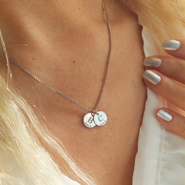 Vaoov 925 Ayar Gümüş Singapur Zincirli İsimli Kalp Kolye - Resim 4