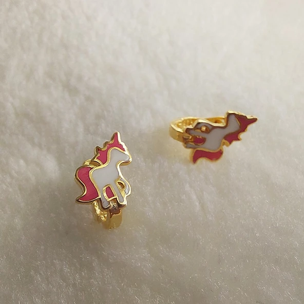 Vaoov 925 Ayar Gümüş Unicorn Çocuk Küpe - 3