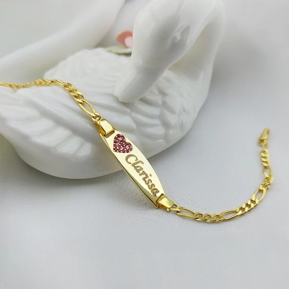 Vaoov 925 Ayar Gümüş Kalpli İsimli Çocuk Bileklik ürün görseli