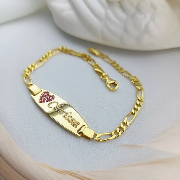 Vaoov 925 Ayar Gümüş Kalpli İsimli Çocuk Bileklik - Resim 3