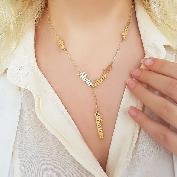 Vaoov 925 Ayar Gümüş Beş İsim Sallantılı Kolye ürün görseli