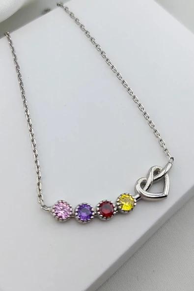 Kadın 925 Ayar Gümüş Sonsuz Kalp Kolye - Resim 3