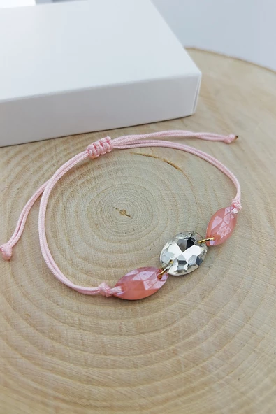 Vaoov Pembe ve Beyaz Taşlı İpli Bileklik - 2