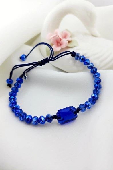 Vaoov 925 Ayar Gümüş Lacivert Taşlı Nazar Bileklik ürün görseli