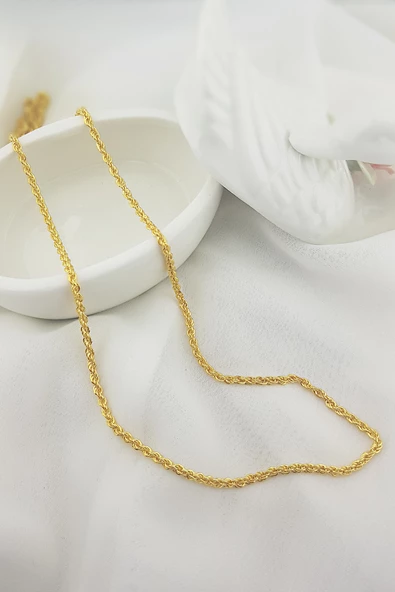 Vaoov 925 Ayar Gümüş Hasır Halat Zincir 60 cm - Resim 2