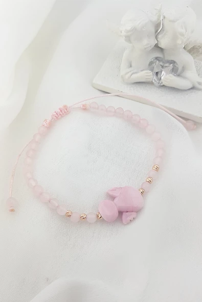 Vaoov El Yapımı Pembe Cam Melek Bileklik - Resim 3