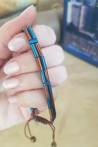 Vaoov 925 Ayar Gümüş Hematit Taşlı Erkek Bileklik - 2