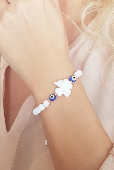 Vaoov El Yapımı Beyaz Cam Melek Bileklik ürün görseli