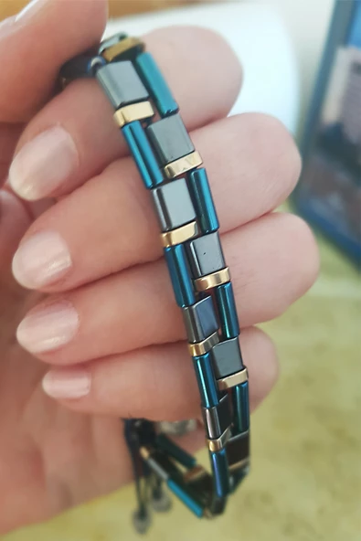 Vaoov 925 Ayar Gümüş Hematit Taşlı Erkek Bileklik - Resim 2