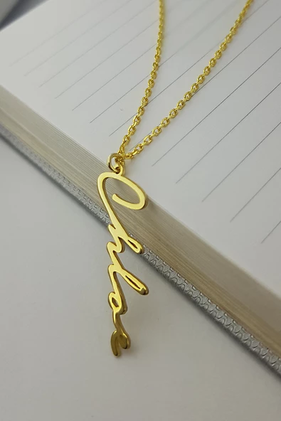 Vaoov 925 Ayar Gümüş El Yazısı Dikey İsim Kolye ürün görseli