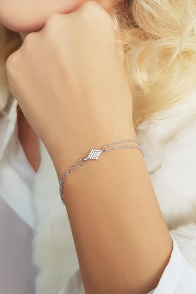 Vaoov 925 Ayar Gümüş Baklava Bileklik ürün görseli