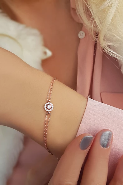 Vaoov 925 Ayar Gümüş Taşlı Yuvarlak Bileklik ürün görseli