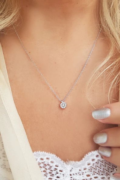 Vaoov 925 Ayar Gümüş Taşlı Kolye - Resim 2