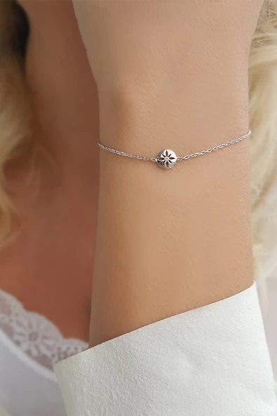 Vaoov 925 Ayar Gümüş Kutup Yıldızı Bileklik - Resim 2