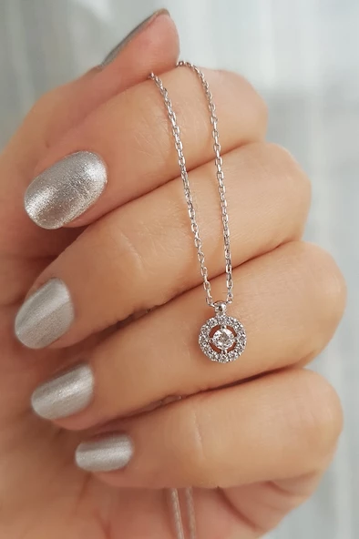 Vaoov 925 Ayar Gümüş Taşlı Kolye - Resim 2