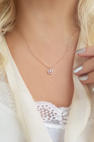 Vaoov 925 Ayar Gümüş Taşlı Kolye - Resim 2