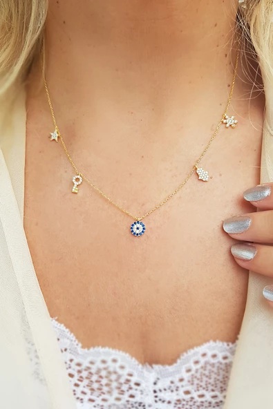 Vaoov 925 Ayar Gümüş Taşlı Şans Kolye ürün görseli