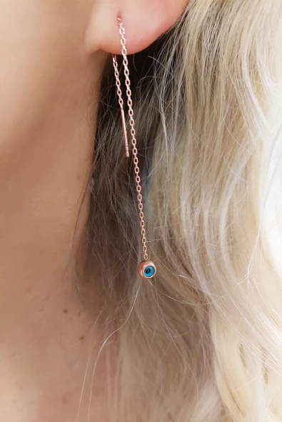 Vaoov 925 Ayar Gümüş Sallantılı Nazar Küpe - Resim 2