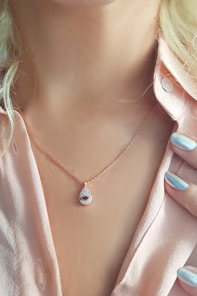 Vaoov 925 Ayar Gümüş Göz Damla Kolye ürün görseli