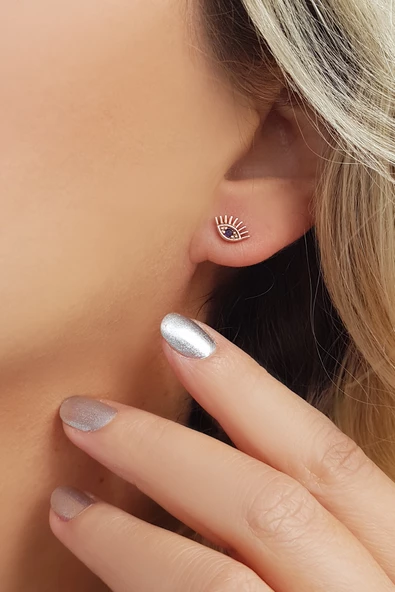 Vaoov 925 Ayar Gümüş Taşlı Göz Küpe ürün görseli