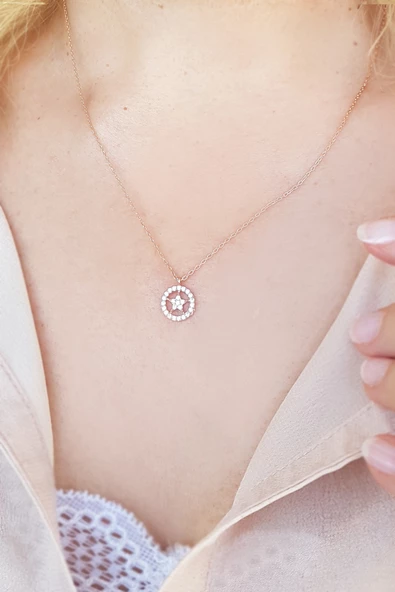 925 Ayar Gümüş Yıldız Kolye - Resim 3