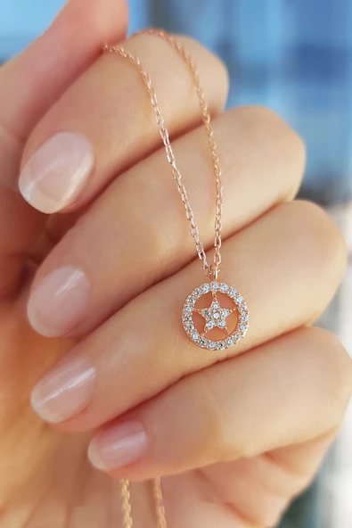 925 Ayar Gümüş Yıldız Kolye - Resim 2