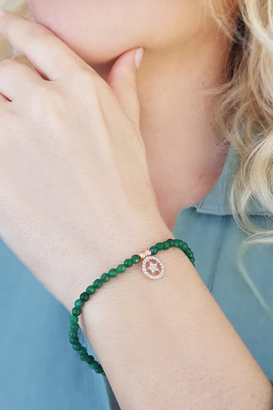 925 Ayar Gümüş Doğal Taşlı Yıldız Bileklik ürün görseli