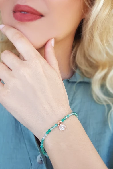 925 Ayar Gümüş Doğal Taşlı Uğur Böceği Bileklik ürün görseli