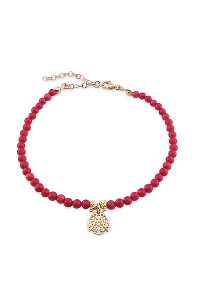 925 Ayar Gümüş Mercan Taşlı Uğur Böceği Bileklik - Resim 2