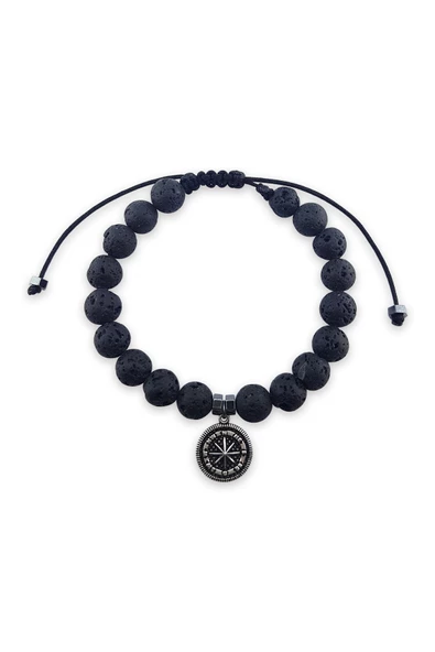 925 Ayar Gümüş Pusula Erkek Bileklik - Resim 2