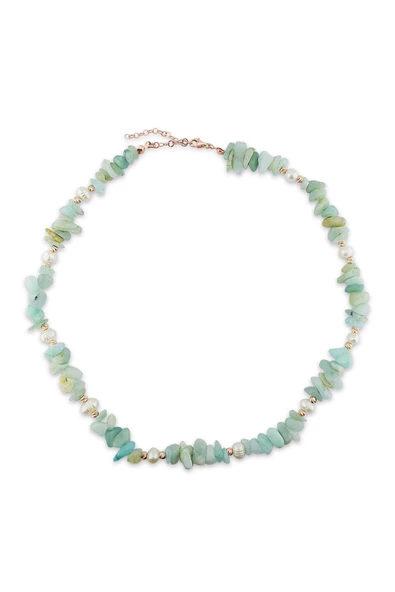 925 Ayar Gümüş İnci ve Amazonit Taşlı Kolye - Resim 2