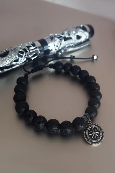 925 Ayar Gümüş Pusula Erkek Bileklik ürün görseli