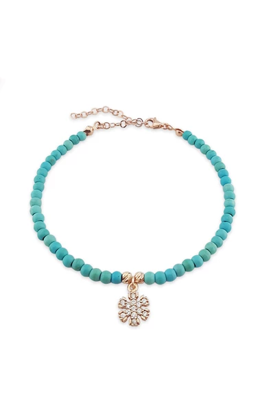 925 Ayar Gümüş Firuze Taşlı Kar Tanesi Bileklik - Resim 2