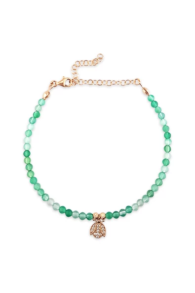 925 Ayar Gümüş Doğal Taşlı Uğur Böceği Bileklik - Resim 2