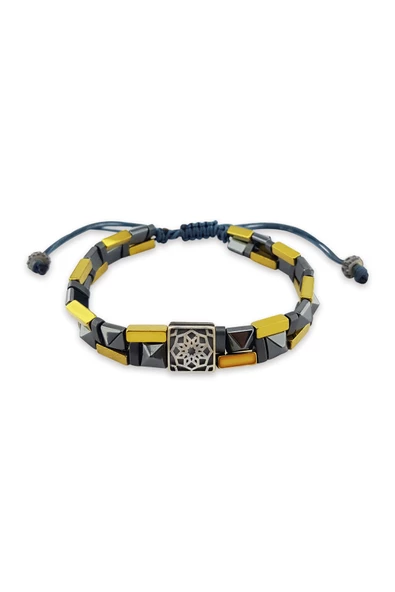 925 Ayar Gümüş Hematit Taşlı Gümüş Bileklik ürün görseli