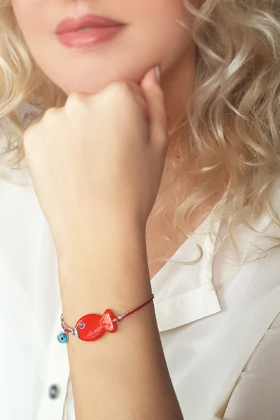 VAOOV 925 Ayar Gümüş El Yapımı Cam Balık Bileklik ürün görseli