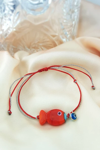 VAOOV 925 Ayar Gümüş El Yapımı Cam Balık Bileklik - Resim 2