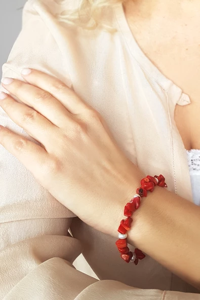 VAOOV 925 Ayar Gümüş İnci ve Mercan Taşlı Bileklik ürün görseli